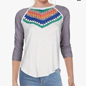 FREE PEOPLE WE THE FREE multicolor macrame t-shirt Size XS/S